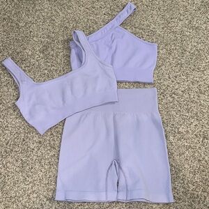 Three piece lavender workout set
